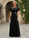 Chiffon A-Line Round Neck Rhinestone Mother of the Bride Dresses