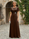Chiffon A-Line Round Neck Rhinestone Mother of the Bride Dresses