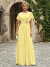 Chiffon A-Line Round Neck Rhinestone Mother of the Bride Dresses