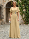 Chiffon A-Line Round Neck Rhinestone Mother of the Bride Dresses
