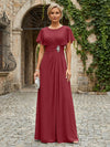 Chiffon A-Line Round Neck Rhinestone Mother of the Bride Dresses