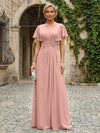 Chiffon A-Line Round Neck Rhinestone Mother of the Bride Dresses