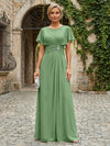 Chiffon A-Line Round Neck Rhinestone Mother of the Bride Dresses