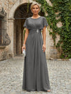 Chiffon A-Line Round Neck Rhinestone Mother of the Bride Dresses