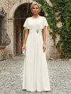 Chiffon A-Line Round Neck Rhinestone Mother of the Bride Dresses