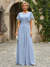 Chiffon A-Line Round Neck Rhinestone Mother of the Bride Dresses