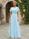 Chiffon A-Line Round Neck Rhinestone Mother of the Bride Dresses