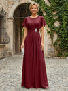 Chiffon A-Line Round Neck Rhinestone Mother of the Bride Dresses