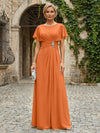 Chiffon A-Line Round Neck Rhinestone Mother of the Bride Dresses