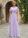 Chiffon A-Line Round Neck Rhinestone Mother of the Bride Dresses