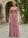 Chiffon A-Line Round Neck Rhinestone Mother of the Bride Dresses