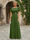 Chiffon A-Line Round Neck Rhinestone Mother of the Bride Dresses