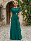 Chiffon A-Line Round Neck Rhinestone Mother of the Bride Dresses