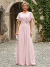 Chiffon A-Line Round Neck Rhinestone Mother of the Bride Dresses
