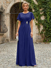 Chiffon A-Line Round Neck Rhinestone Mother of the Bride Dresses