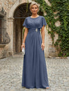 Chiffon A-Line Round Neck Rhinestone Mother of the Bride Dresses