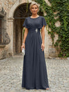 Chiffon A-Line Round Neck Rhinestone Mother of the Bride Dresses