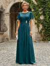 Chiffon A-Line Round Neck Rhinestone Mother of the Bride Dresses