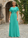 Chiffon A-Line Round Neck Rhinestone Mother of the Bride Dresses