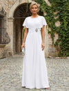 Chiffon A-Line Round Neck Rhinestone Mother of the Bride Dresses