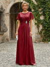 Chiffon A-Line Round Neck Rhinestone Mother of the Bride Dresses