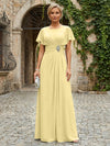 Chiffon A-Line Round Neck Rhinestone Mother of the Bride Dresses