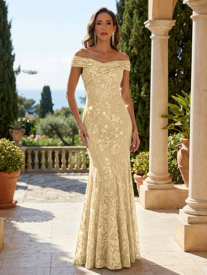 Tulle Mermaid Off the Shoulder Applique Mother of the Bride Dresses