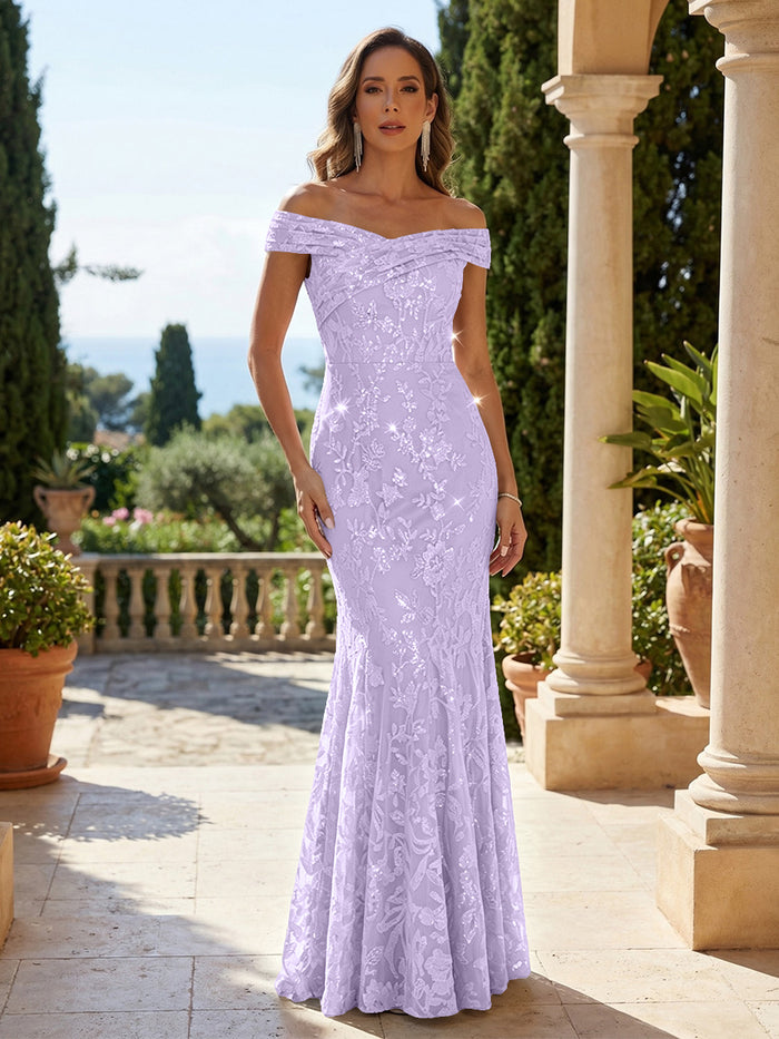 Tulle Mermaid Off the Shoulder Applique Mother of the Bride Dresses