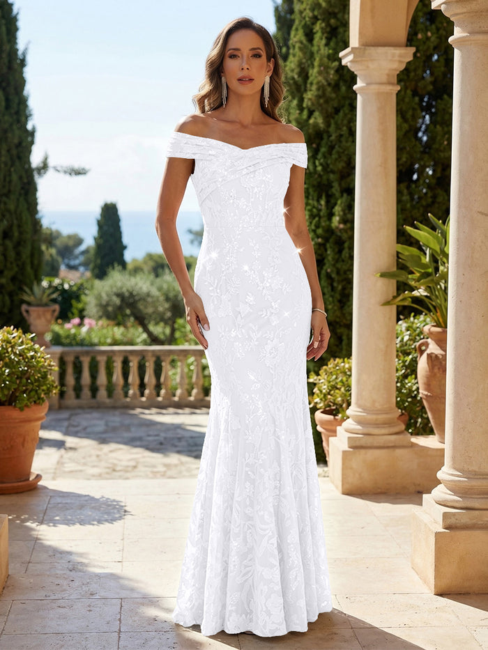 Tulle Mermaid Off the Shoulder Applique Mother of the Bride Dresses