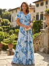 Floral A-Line V Neck Pleated Mother of the Bride Dresses