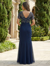 Chiffon Mermaid V Neck Sequin Embroidery Mother of the Bride Dresses