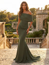 Satin Mermaid Off the Shoulder Simple Evening Dresses