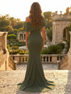 Satin Mermaid Off the Shoulder Simple Evening Dresses