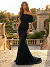 Satin Mermaid Off the Shoulder Simple Evening Dresses
