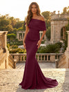 Satin Mermaid Off the Shoulder Simple Evening Dresses