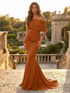 Satin Mermaid Off the Shoulder Simple Evening Dresses