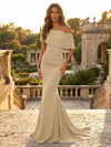 Satin Mermaid Off the Shoulder Simple Evening Dresses