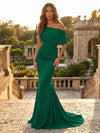 Satin Mermaid Off the Shoulder Simple Evening Dresses