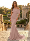 Satin Mermaid Off the Shoulder Simple Evening Dresses