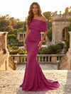 Satin Mermaid Off the Shoulder Simple Evening Dresses