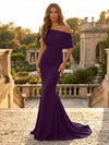 Satin Mermaid Off the Shoulder Simple Evening Dresses