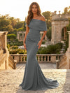 Satin Mermaid Off the Shoulder Simple Evening Dresses