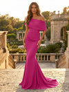 Satin Mermaid Off the Shoulder Simple Evening Dresses