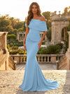 Satin Mermaid Off the Shoulder Simple Evening Dresses