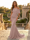Satin Mermaid Off the Shoulder Simple Evening Dresses
