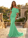 Satin Mermaid Off the Shoulder Simple Evening Dresses