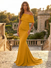 Satin Mermaid Off the Shoulder Simple Evening Dresses