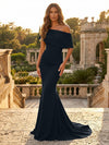 Satin Mermaid Off the Shoulder Simple Evening Dresses
