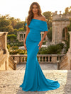 Satin Mermaid Off the Shoulder Simple Evening Dresses