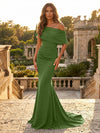 Satin Mermaid Off the Shoulder Simple Evening Dresses